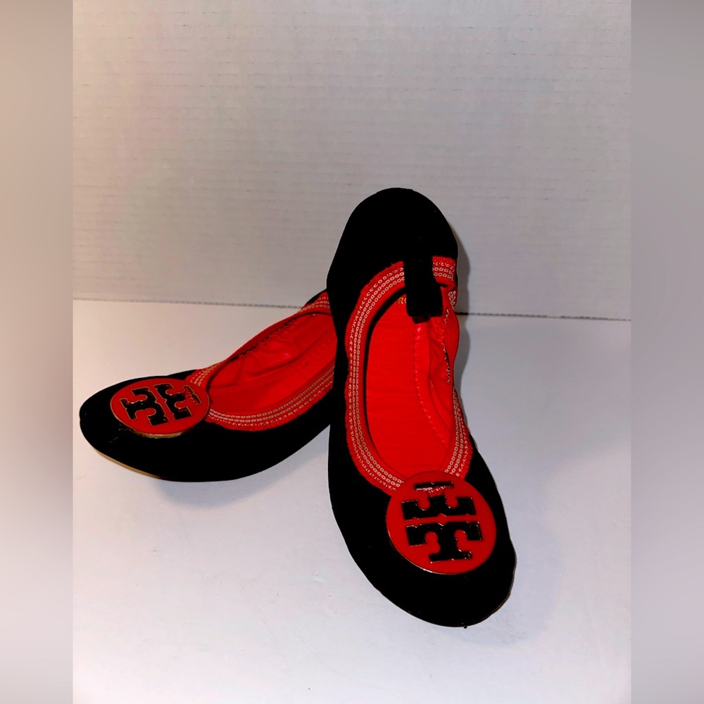 Tory Burch Flats Ballerinas Black Velvet  Vintage Size 5.5